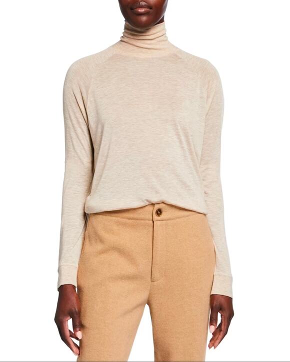 Vince Tops - Vince Raglan Jersey Turtleneck Top Beige Heather M Long Sleeve Blouse Neutral